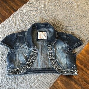 Justice Blue Cropped Jean Jacket with Embellishments
